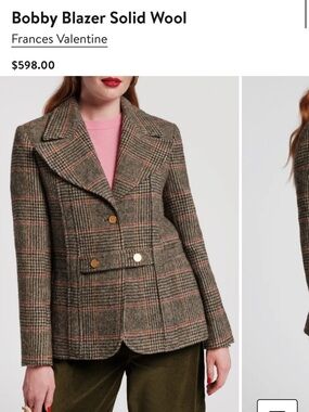 Frances Valentine Multi Plaid Wool Blazer new size 1X